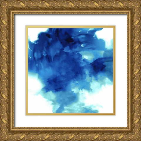 Ascending in Blue II Gold Ornate Wood Framed Art Print with Double Matting by Hudson, Daniela