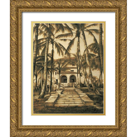 Entry to Villa Gold Ornate Wood Framed Art Print with Double Matting by Parks, David