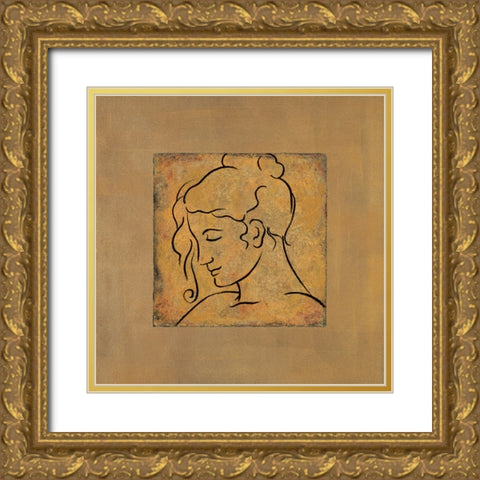 Etude de visage I Gold Ornate Wood Framed Art Print with Double Matting by Bennion, Dan