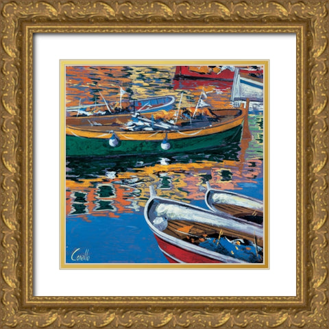 Riflessi nel porto Gold Ornate Wood Framed Art Print with Double Matting by Corallo, Daniela