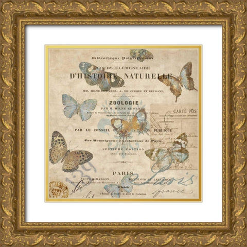 Papillion II Gold Ornate Wood Framed Art Print with Double Matting by Devellier, Deborah