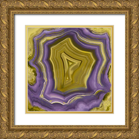 Agate in Purple and Gold I Gold Ornate Wood Framed Art Print with Double Matting by Carson, Danielle