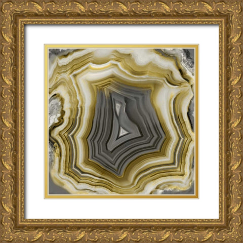 Agate in Gold and Grey Gold Ornate Wood Framed Art Print with Double Matting by Carson, Danielle
