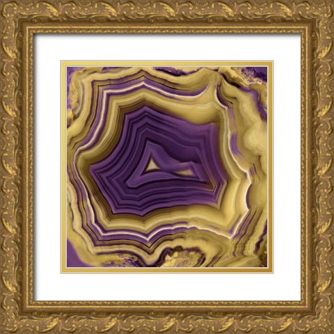 Agate in Purple and Gold II Gold Ornate Wood Framed Art Print with Double Matting by Carson, Danielle