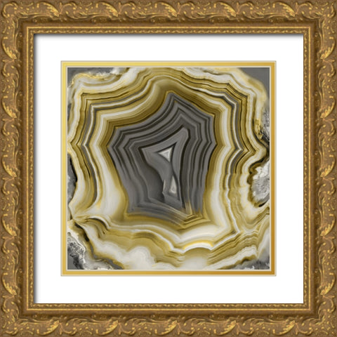 Agate in Gold And Grey II Gold Ornate Wood Framed Art Print with Double Matting by Carson, Danielle