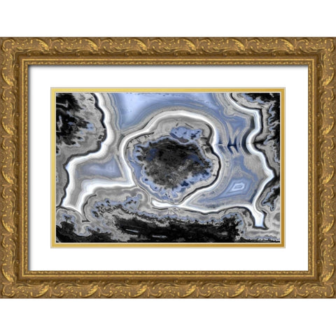 Steel Blue Agate Gold Ornate Wood Framed Art Print with Double Matting by Carson, Danielle