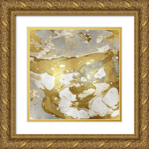 Marbleized in Gold and Silver Gold Ornate Wood Framed Art Print with Double Matting by Carson, Danielle