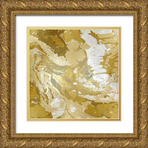 Marbleized in Gold and Silver Gold Ornate Wood Framed Art Print with Double Matting by Carson, Danielle