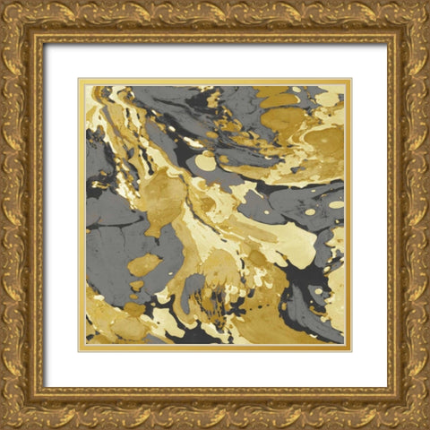 Marbleized in Gold and Grey I Gold Ornate Wood Framed Art Print with Double Matting by Carson, Danielle