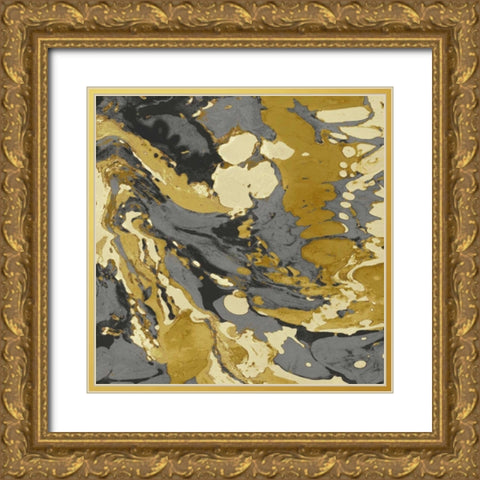 Marbleized in Gold and Grey II Gold Ornate Wood Framed Art Print with Double Matting by Carson, Danielle