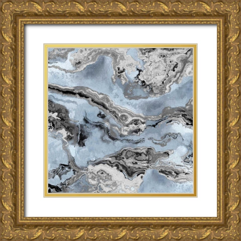 Onyx Blue Gold Ornate Wood Framed Art Print with Double Matting by Carson, Danielle