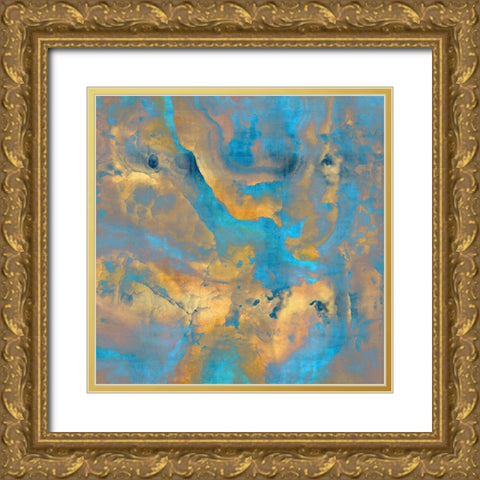Stone with Turquoise and Gold Gold Ornate Wood Framed Art Print with Double Matting by Carson, Danielle