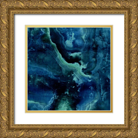 Stone with Blue and Green Gold Ornate Wood Framed Art Print with Double Matting by Carson, Danielle