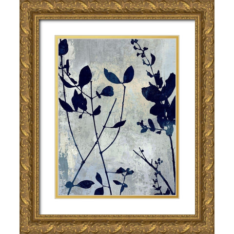 Nature Blue Silhouette I Gold Ornate Wood Framed Art Print with Double Matting by Carson, Danielle