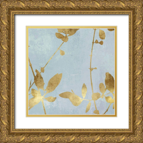 Nature Gold on Blue III Gold Ornate Wood Framed Art Print with Double Matting by Carson, Danielle