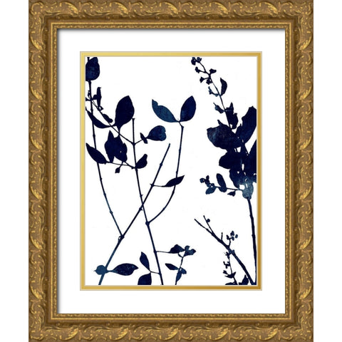 Nature Indigo Blue I Gold Ornate Wood Framed Art Print with Double Matting by Carson, Danielle