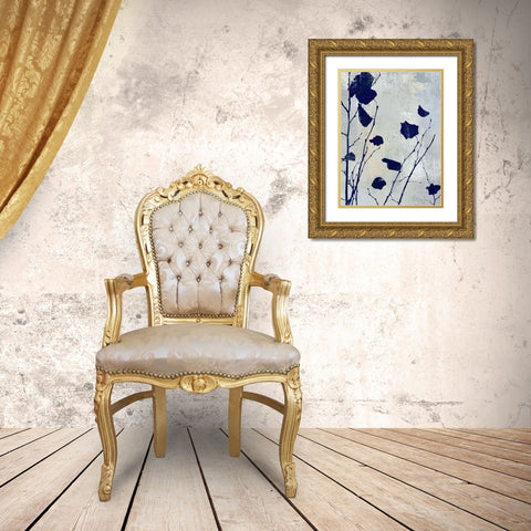 Nature Silhouette Blue III Gold Ornate Wood Framed Art Print with Double Matting by Carson, Danielle