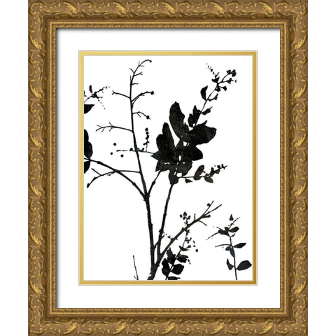 Nature Silhouette II Gold Ornate Wood Framed Art Print with Double Matting by Carson, Danielle