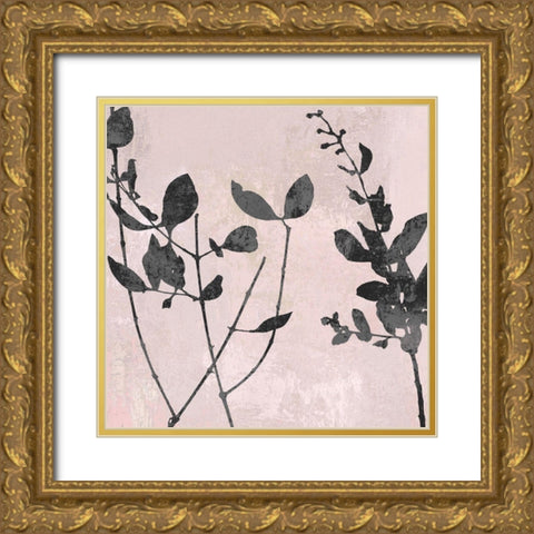 Nature Silhouette on Blush II Gold Ornate Wood Framed Art Print with Double Matting by Carson, Danielle