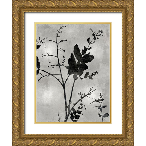 Nature Silhouette Silver II Gold Ornate Wood Framed Art Print with Double Matting by Carson, Danielle