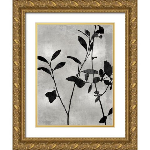 Nature Silhouette Silver III Gold Ornate Wood Framed Art Print with Double Matting by Carson, Danielle