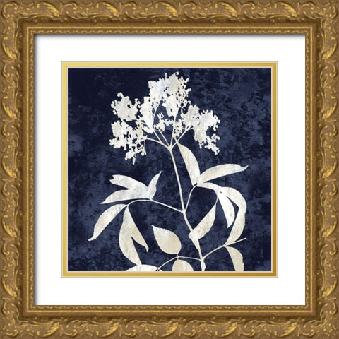 Nature White on Blue V Gold Ornate Wood Framed Art Print with Double Matting by Carson, Danielle