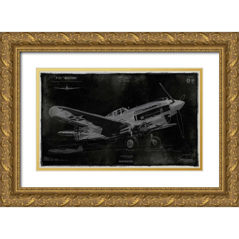 Vintage War Plane Gold Ornate Wood Framed Art Print with Double Matting by Matthews, Dylan