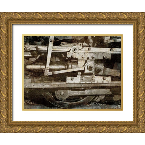 Locomotive Detail Gold Ornate Wood Framed Art Print with Double Matting by Matthews, Dylan