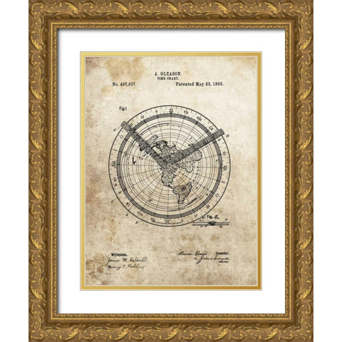 Time Chart - 1893 Gold Ornate Wood Framed Art Print with Double Matting by Sproul, Dan