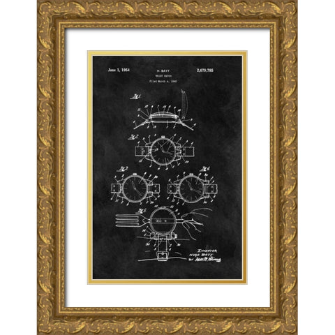 Wrist Watch - 1949- Black Gold Ornate Wood Framed Art Print with Double Matting by Sproul, Dan