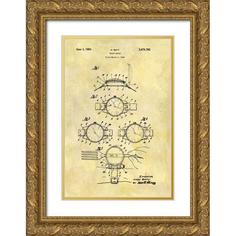 Wrist Watch - 1949 Gold Ornate Wood Framed Art Print with Double Matting by Sproul, Dan