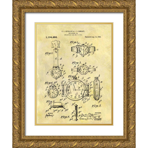 Watch Case - 1916 Gold Ornate Wood Framed Art Print with Double Matting by Sproul, Dan