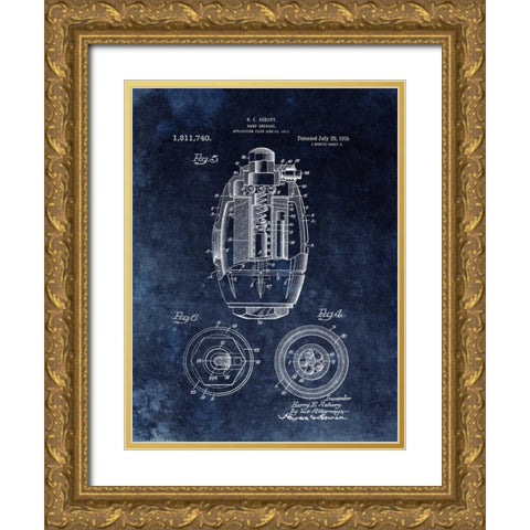 Hand Grenade - 1919- Black Gold Ornate Wood Framed Art Print with Double Matting by Sproul, Dan