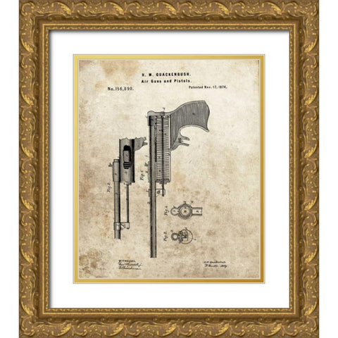 Air Guns and Pistols - 1874 Gold Ornate Wood Framed Art Print with Double Matting by Sproul, Dan