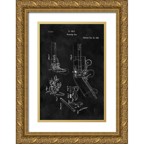 Colt-Revolving Gun - 1836-Black Gold Ornate Wood Framed Art Print with Double Matting by Sproul, Dan