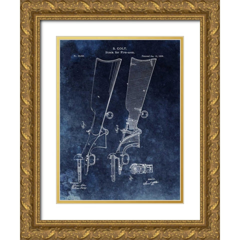 Firearm Stock,1859-Blue Gold Ornate Wood Framed Art Print with Double Matting by Sproul, Dan