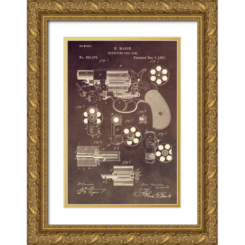 Revolving Firearm - 1881-Brown Gold Ornate Wood Framed Art Print with Double Matting by Sproul, Dan