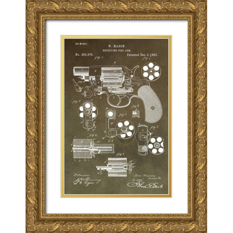 Revolving Firearm - 1881-Green Gold Ornate Wood Framed Art Print with Double Matting by Sproul, Dan