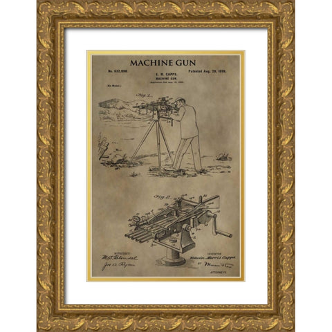Machine Gun - 1899 Gold Ornate Wood Framed Art Print with Double Matting by Sproul, Dan
