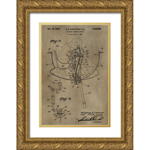 Aircraft Gunnery Device - 1939 Gold Ornate Wood Framed Art Print with Double Matting by Sproul, Dan
