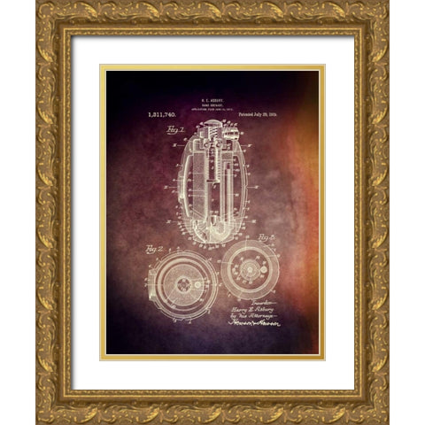 Hand Grenade - 1919 Gold Ornate Wood Framed Art Print with Double Matting by Sproul, Dan