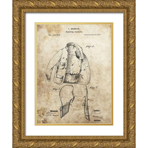 Hunting Jacket - 1873 Gold Ornate Wood Framed Art Print with Double Matting by Sproul, Dan