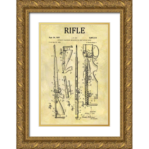 Bolt Action Mechanisim - 1956 Gold Ornate Wood Framed Art Print with Double Matting by Sproul, Dan