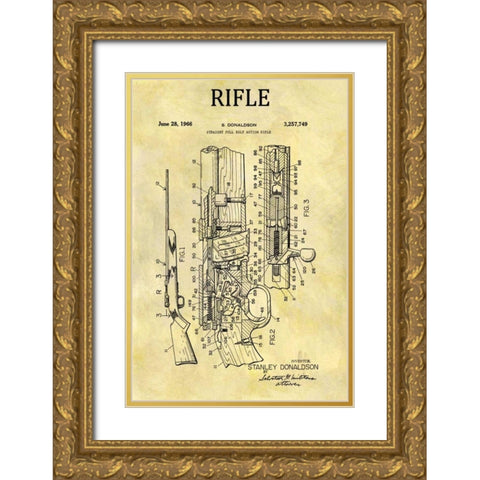 Straight Full Bolt Action Rifl Gold Ornate Wood Framed Art Print with Double Matting by Sproul, Dan