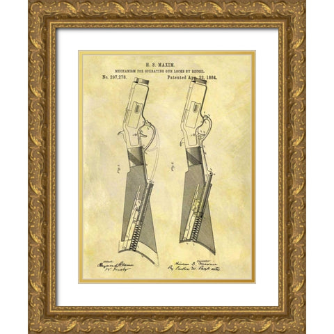 Gun Lock Recoil - 1884 Gold Ornate Wood Framed Art Print with Double Matting by Sproul, Dan