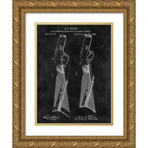 Gun Lock Recoil - 1884-Chalkboa Gold Ornate Wood Framed Art Print with Double Matting by Sproul, Dan