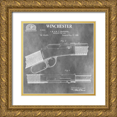Winchester Magazine Fire Arm, Gold Ornate Wood Framed Art Print with Double Matting by Sproul, Dan
