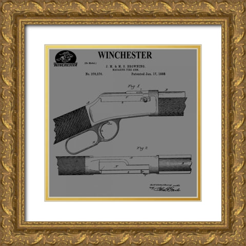 Winchester Magazine Fire Arm, Gold Ornate Wood Framed Art Print with Double Matting by Sproul, Dan
