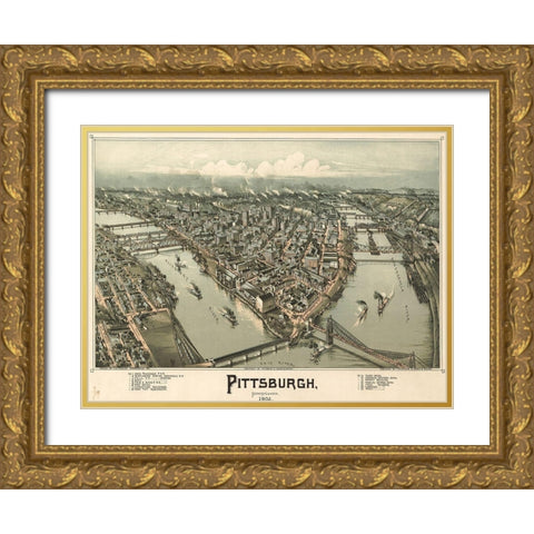 Pittsburgh Gold Ornate Wood Framed Art Print with Double Matting by Sproul, Dan