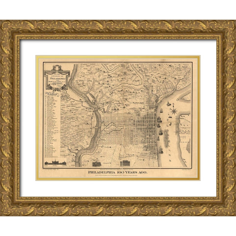 Philadelpia Gold Ornate Wood Framed Art Print with Double Matting by Sproul, Dan